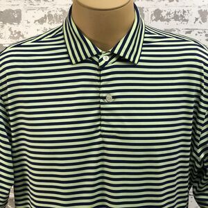 Fairway&Green Polo Shirt Mens L Texas Golf Ass. Performance Stripe Yellow Blue